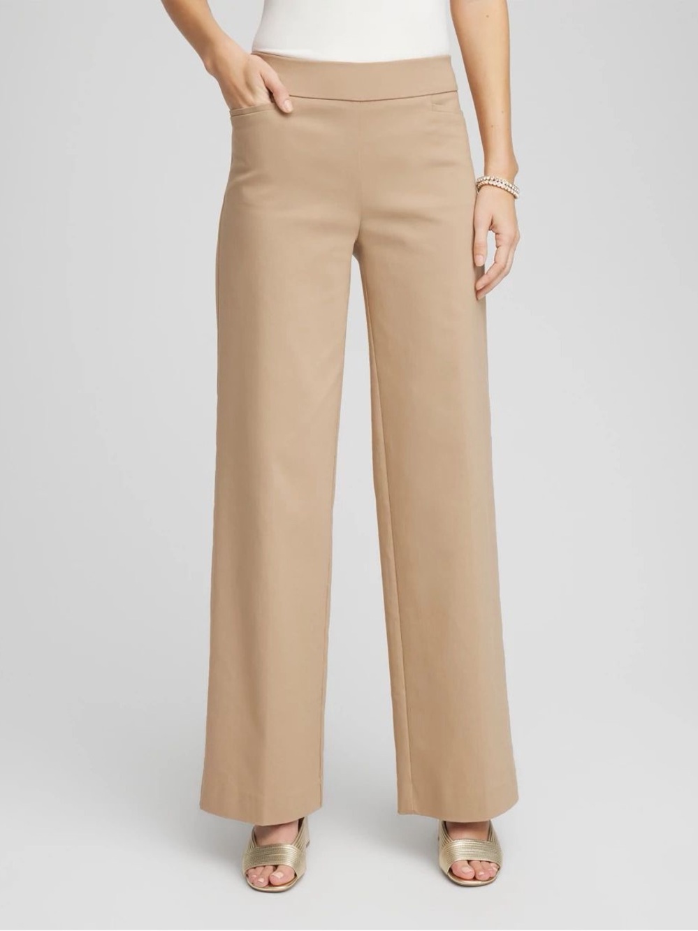 Chico's Wide-Leg Pull-On Pants in Khaki